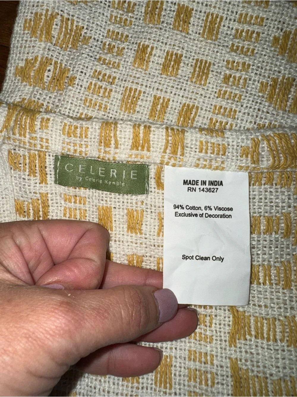 Celerie Kemble Beige & Mustard Yellow Knit Throw Blanket